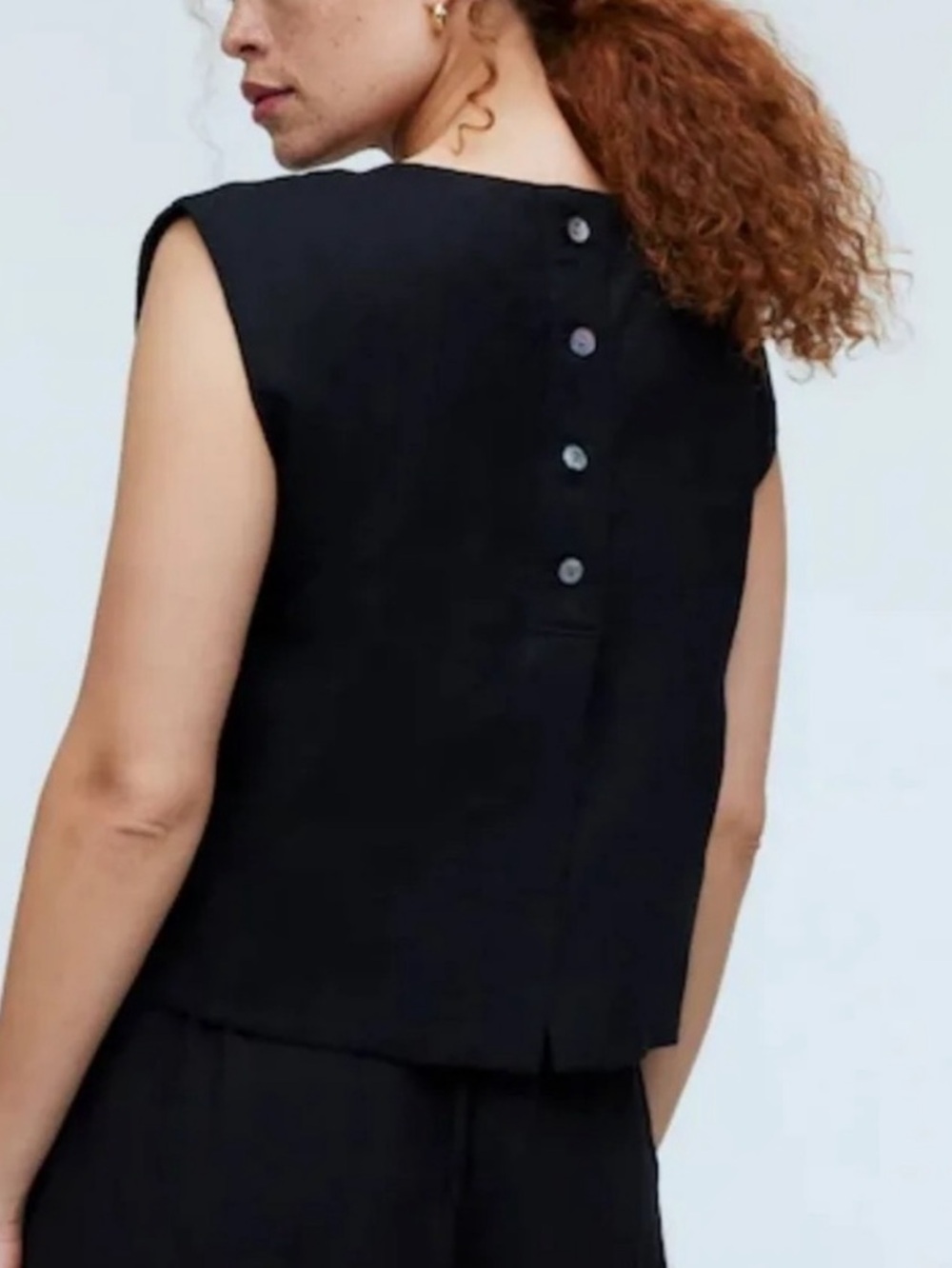 Madewell Bateau-Neck Black Linen Tank Top